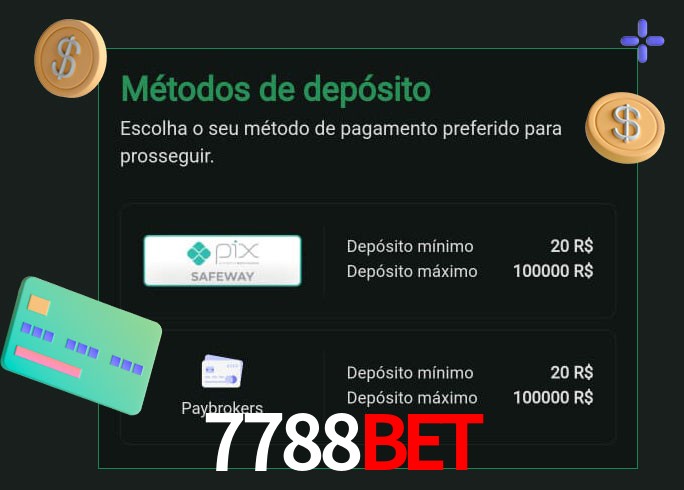 O cassino 7788BET oferece uma grande variedade de métodos de pagamento